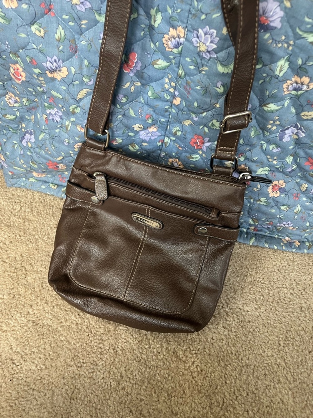 Brown Pebbled Crossbody Shoulder Bag